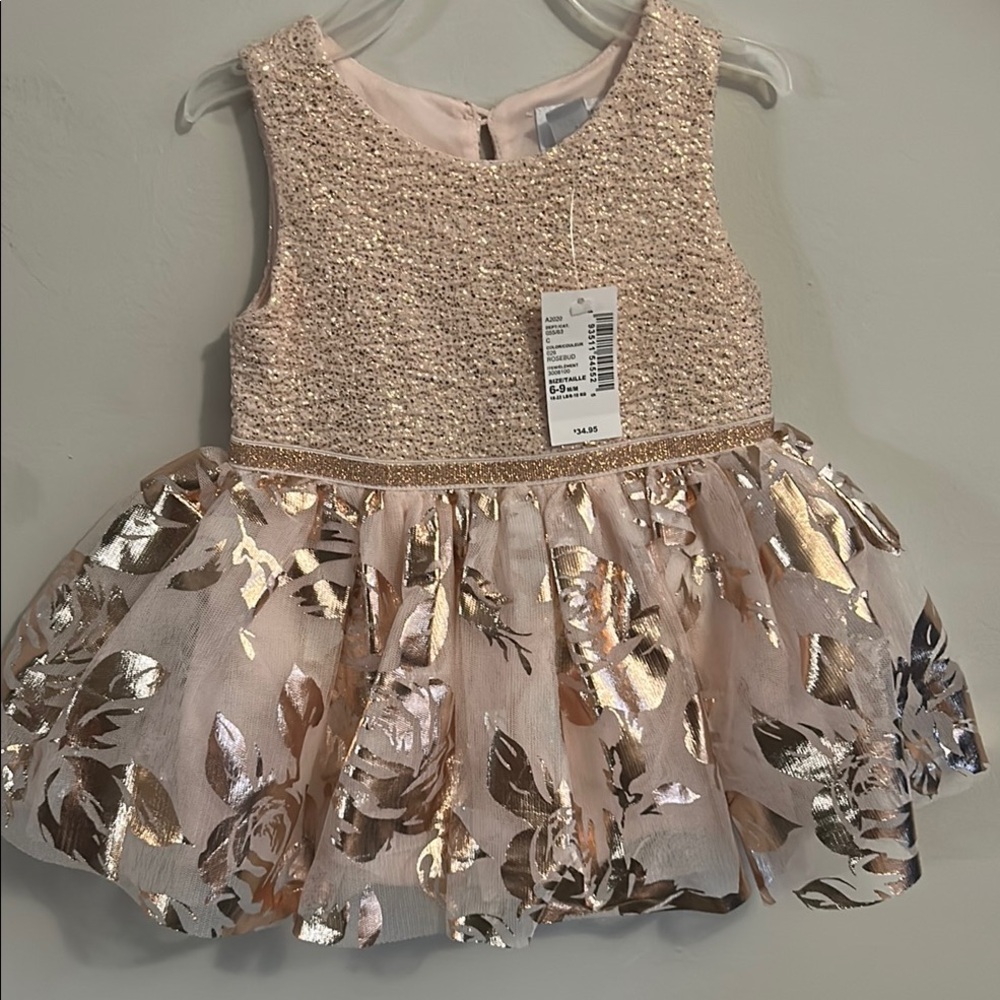 Elegant Pink and Gold Floral Dress